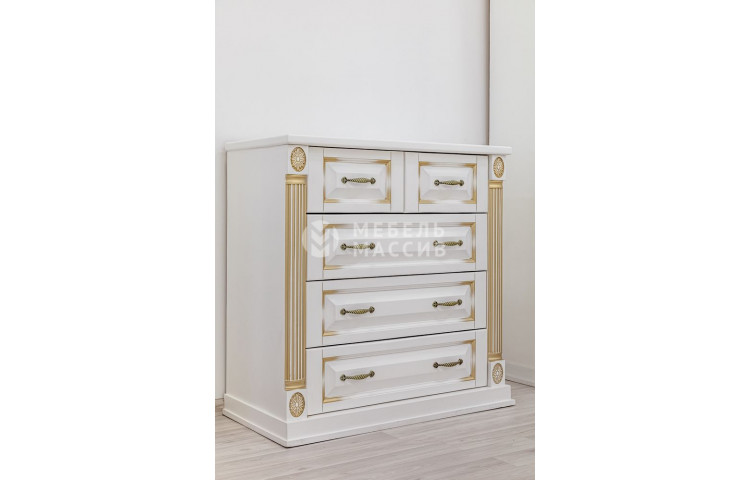 Комод Пальма (белая эмаль с золотой патиной)
