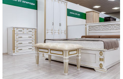 Кровать Пальмира (белая эмаль с золотой патиной)