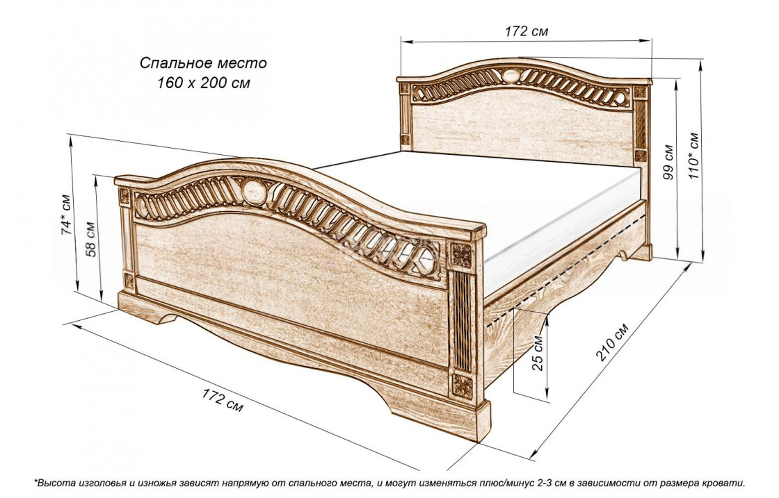 Кровать Милена (сосна, резьба береза)
