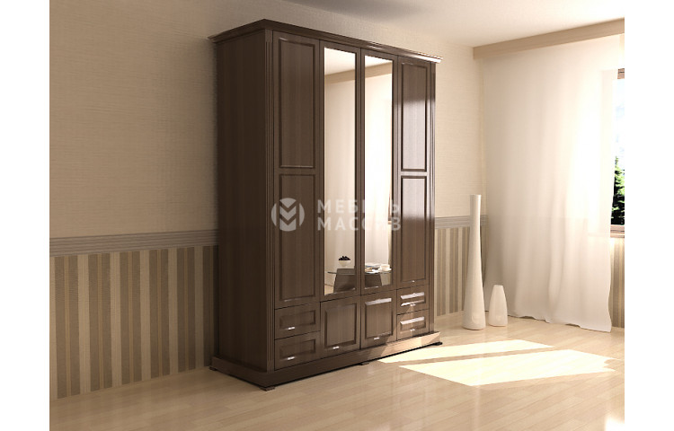 Шкаф четырехстворчатый с зеркалом Кардинал